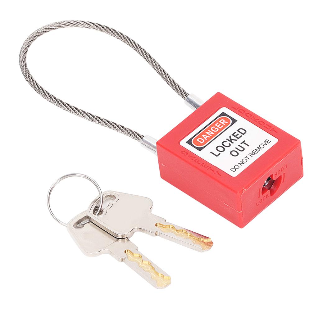 Lockout Tagout Lock Stainless Steel Cable Lock Safety Lockout Padlock with 2 Keys