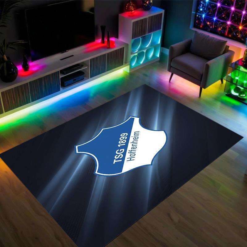 TSG Hoffenheim FC Design Kristall Samt Teppich Gemütlich Nicht?Rutschfester Teppich mit Aufdruck für Schlafzimmer Wohnzimmer Eingang