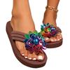 Fashion Summer New 2025 Pinch Toe Women's Slippers Fashion Outdoor Beach Plus Size Sequins Floral Light Best Seller Flat Slipperszapatos