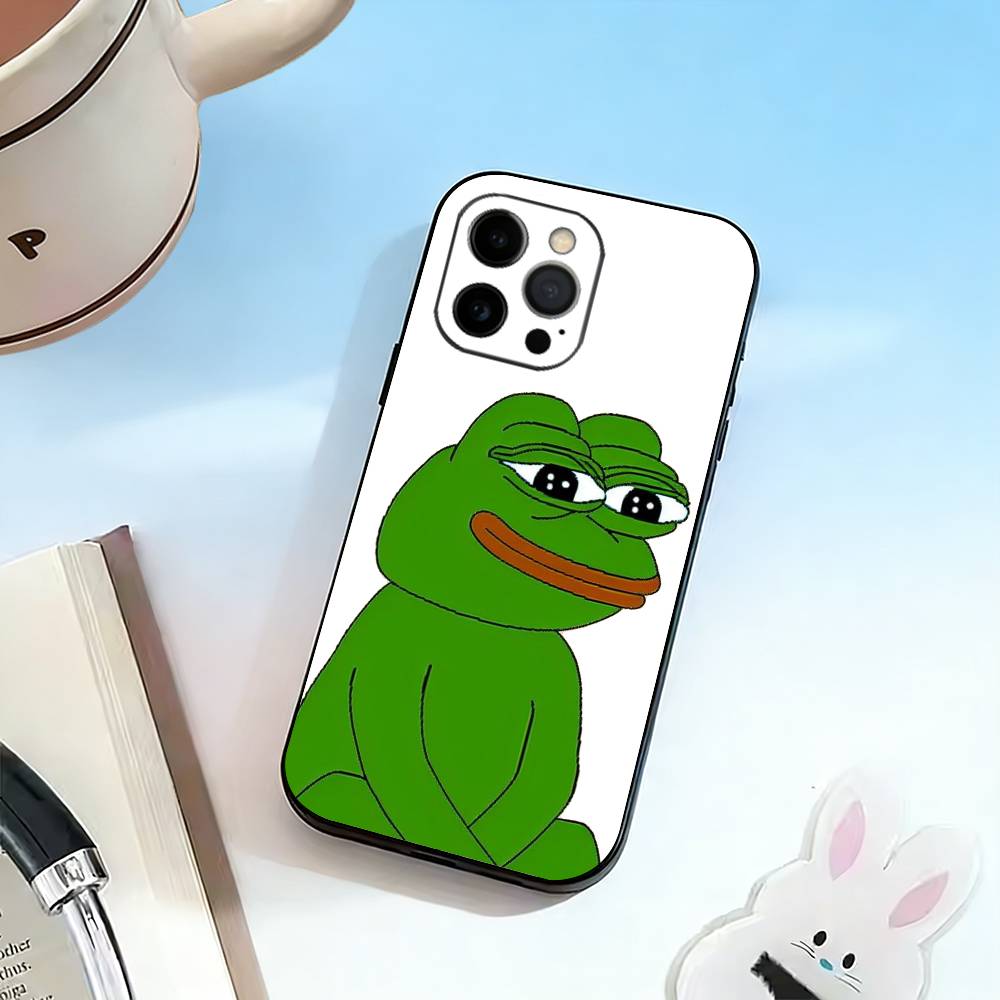 Funny Sad Frog Pepe M-meme Phone Case For iPhone 17, 16,15,14,13,12,11 Plus,Pro Max, Others Soft Black Cover