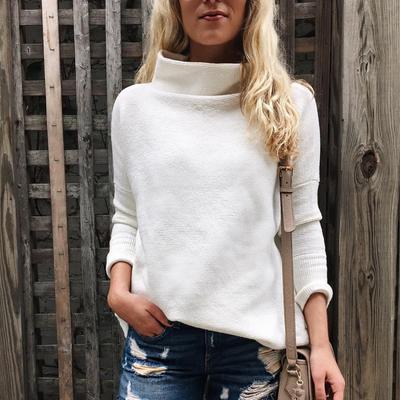 Women's Autumn and Winter Casual Solid Colour Half High Neck Long Sleeve Knitted Sweater