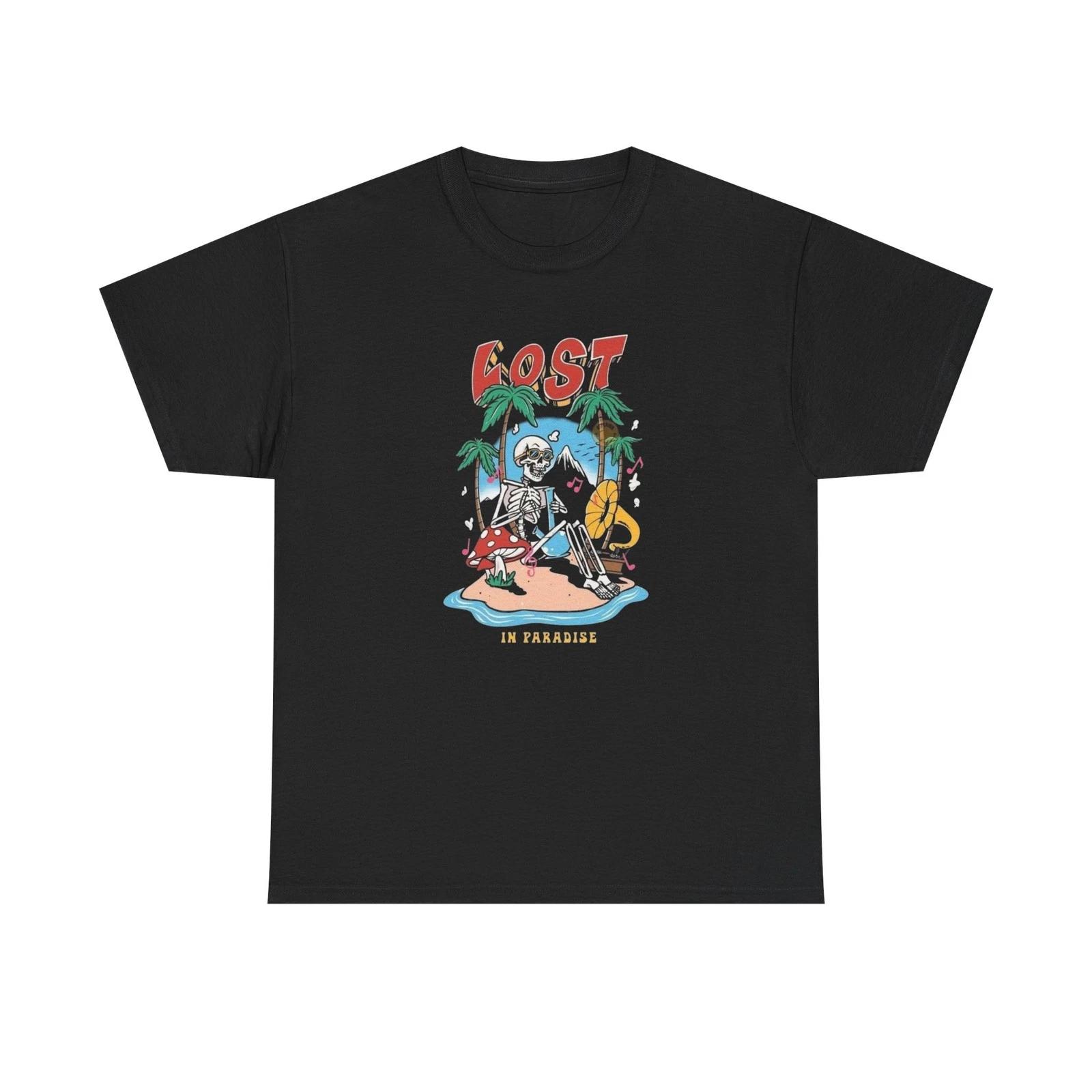 Lost In Paradise Vacation Graphic T-Shirt Unisex Heavy Cotton Tee NEW 2XL