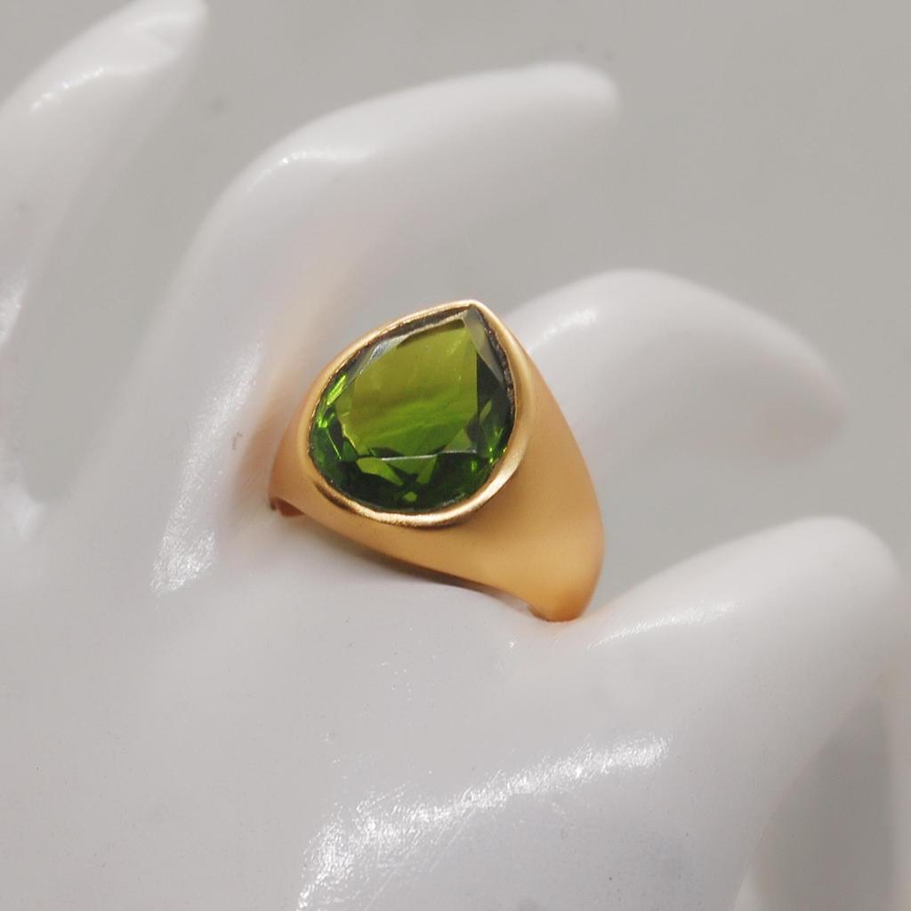 Pear Cut Green Peridot 925 Sterling Silver yellow gold fill ring jewelry, Handmade Peridot Ring