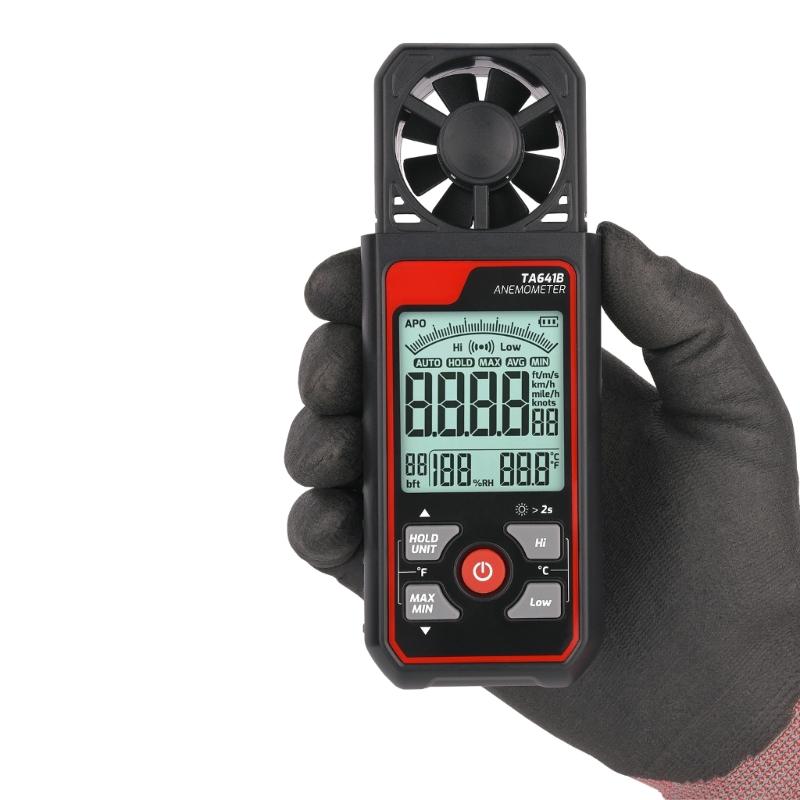 Portable Digital Anemometer Handheld Wind Speed Meter Compatible for Measuring Temperature WindChills with Backlamp LCD