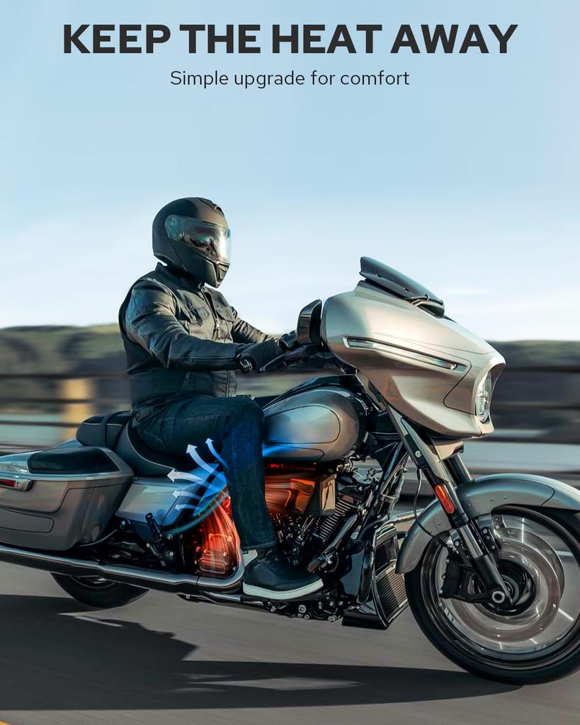 Benlari Gloss Black Air Deflector Heat Shield for Street Road Electra Road Ultra and Tri Glide CVO Mid-Frame 2009-2022 Harley-Davidson Touring, Glide,