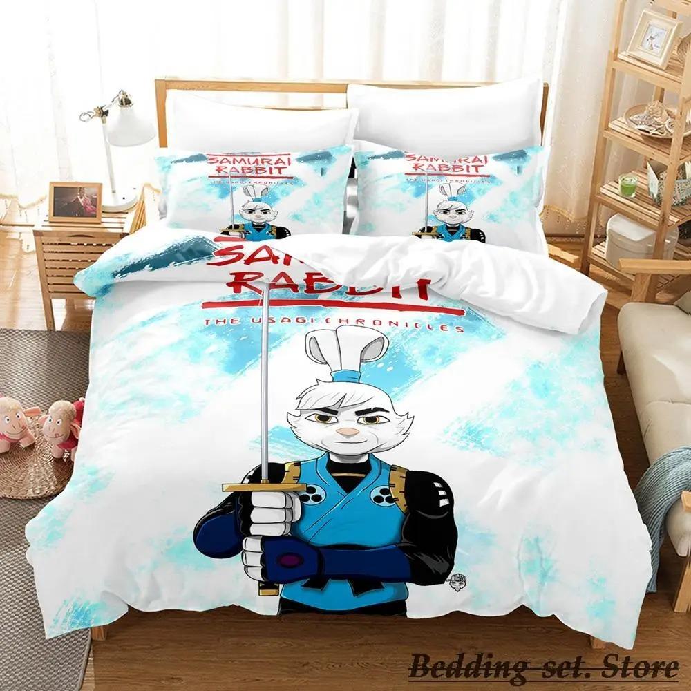 Samurai Kanin Sängklädesset Enkelt Twin Full Queen King Size Sängset Vuxen Barn Sovrum Påslakanset Anime sängkläder Säng