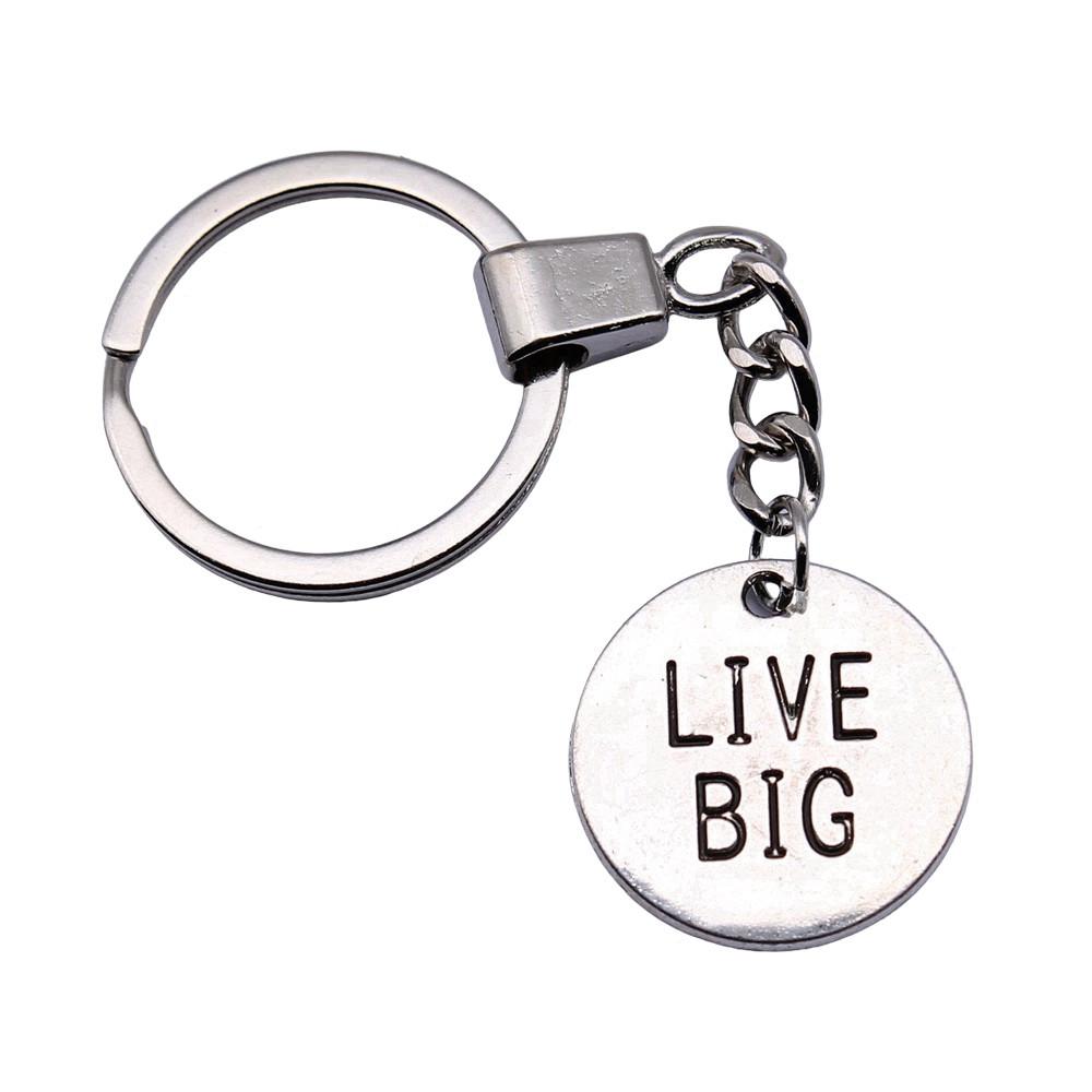 OM Symbol Letter Keychain Tags Yoga Themed Charm Key Holder 30mm Ring