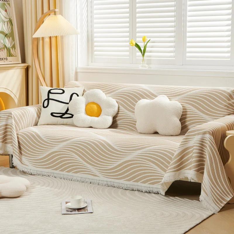 

Одеяло для дивана с хлопковой нитью, универсальное для всех сезонов, диванное полотенце с геометрическим принтом, декор для гостиной, гобелен, диванное полотенце 180x130cm1pcs