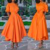 Neues Frühjahrs- und Sommer-Damenkleid im europäischen und amerikanischen Stil, ein Schulter, Schnürung an der Taille, figurbetont, mittel und lang
