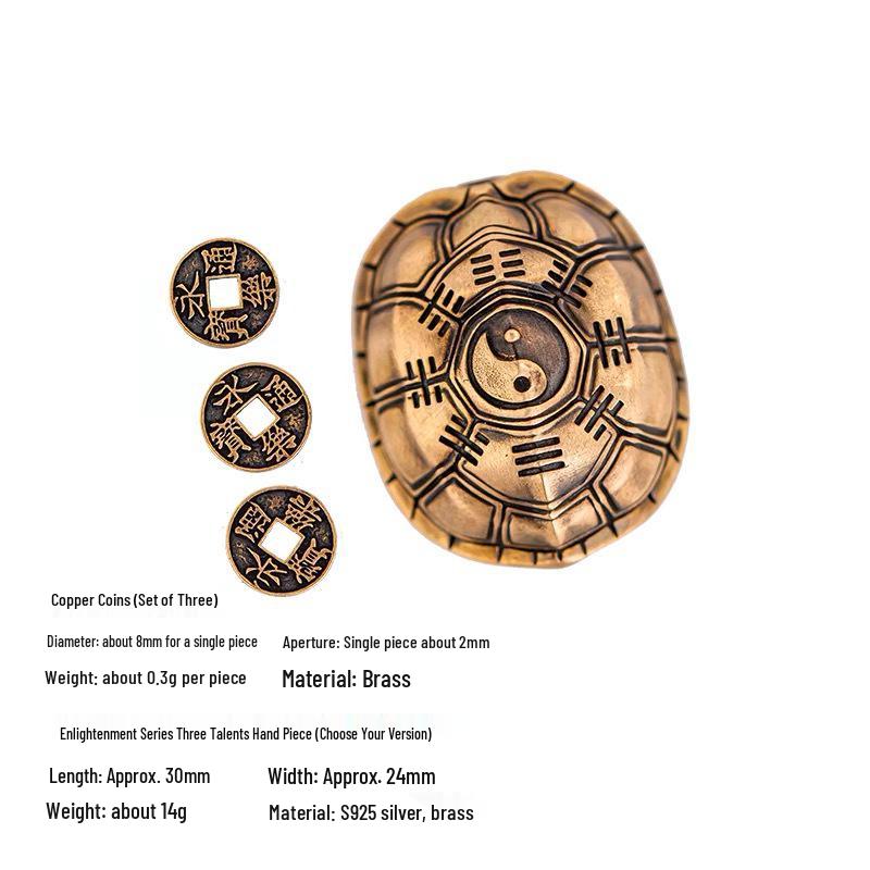 Brass Retro Distressed Tortoiseshell Sancai Handheld Zhouyi Bagua Stress Relief Play Piece