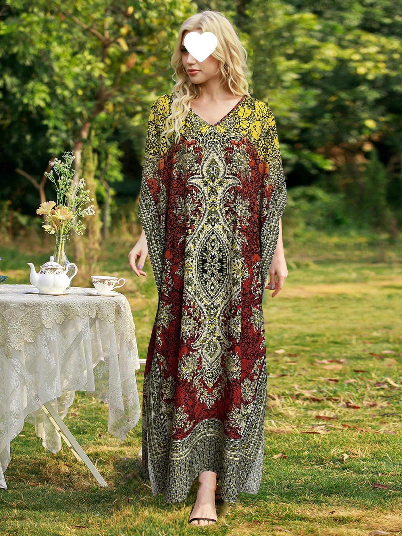 

Plus Size Printed Long Skirt Dress One Size