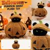Plush Halloween Pumpkin Toy with Removable Top and Hidden Black Cat Inside Soft Stuffed Animal Halloween Decoration Gift for Kids and Adults