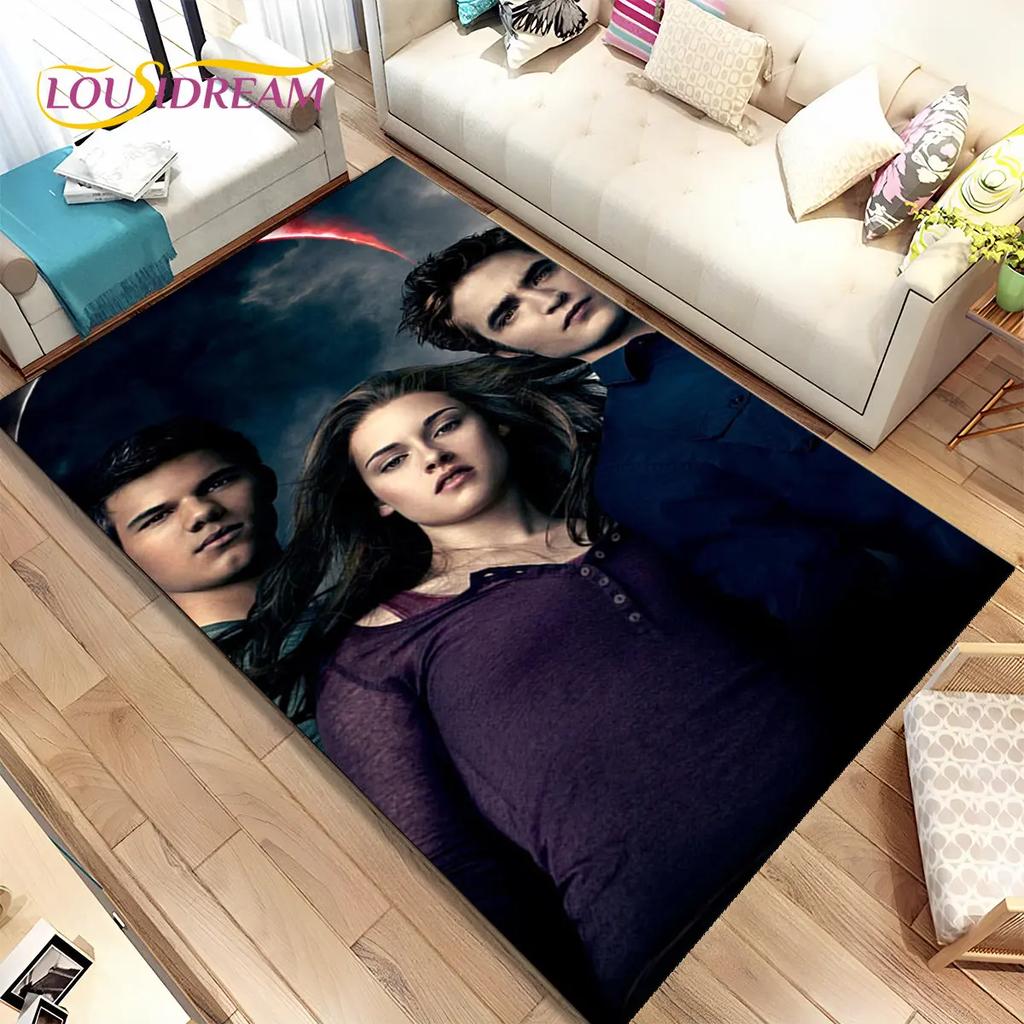 Tapete de Área Impresso em HD Saga Crepúsculo Grande, Tapete para Sala de Estar Quarto Sofá Capacho Decoração, Tapete de Chão Antiderrapante para Crianças