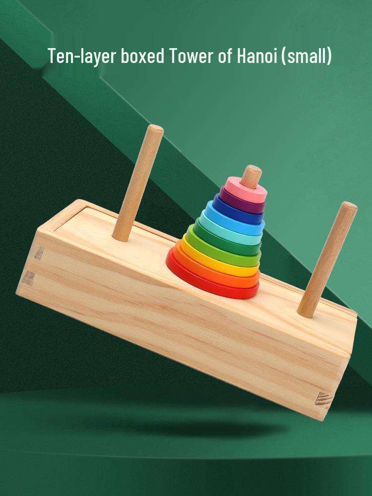 

Детская 10-слойная деревянная головоломка «Ханойская башня» - Развивающая логическая игра для школьников