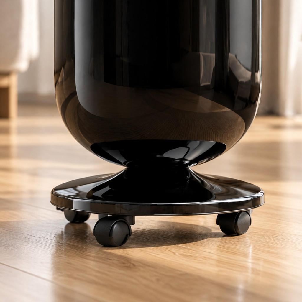 Freestanding Waste Bin with Lid Lidded Cylindrical Trash Inner Liner Compact Garbage Can