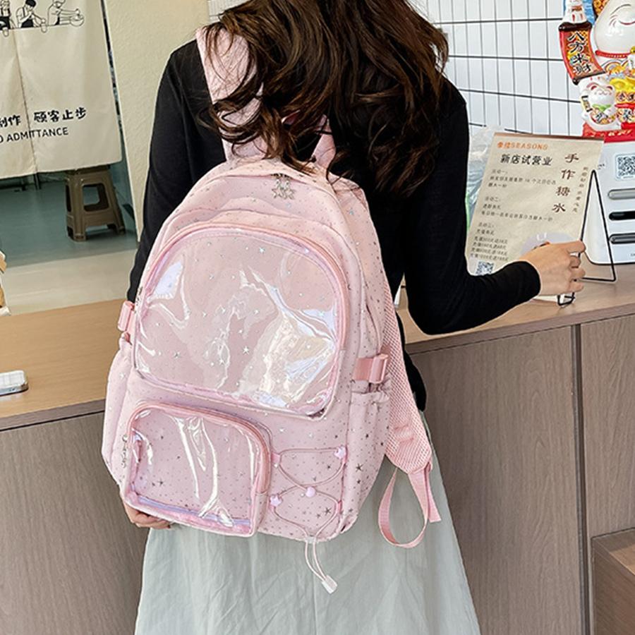 Schoolbag Women's Yellow Japanese Kawaii Itabag New Star Transparent Backpack Large Capacity Ita Backpack School Bags For College Student Jk