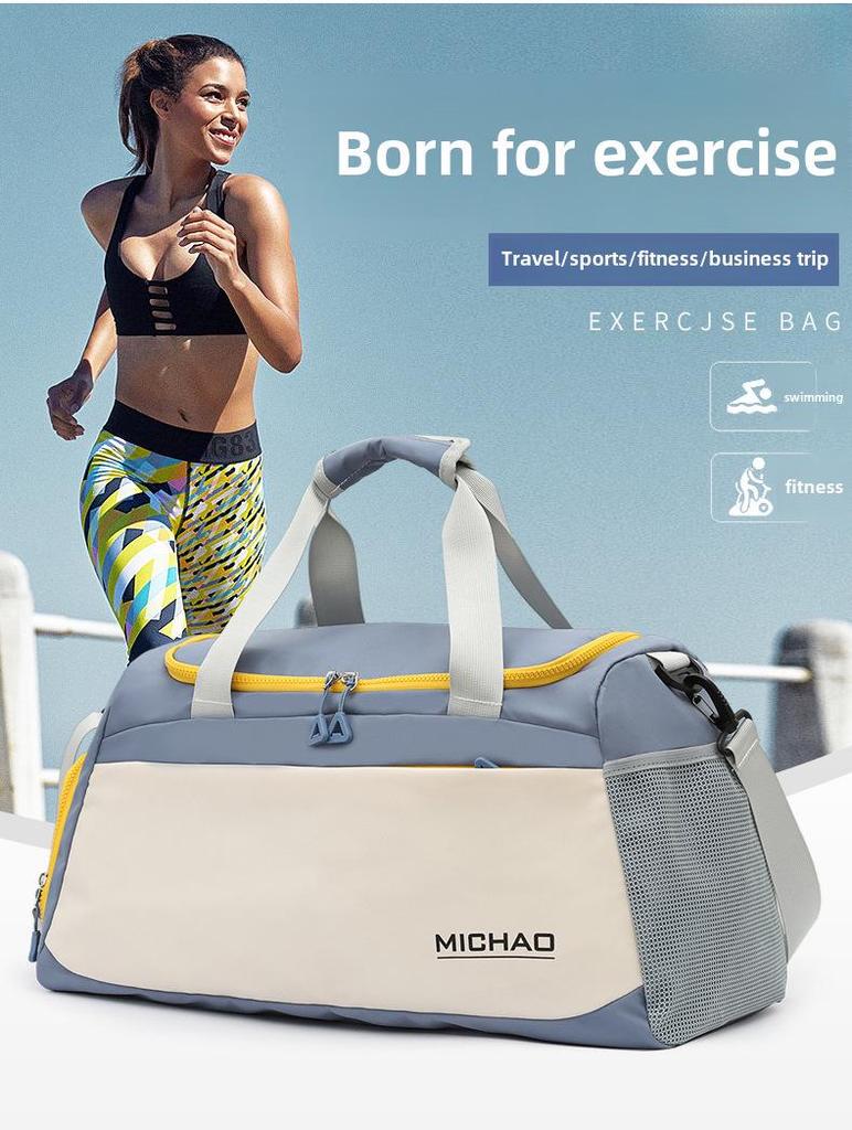 Sporty Travel Handbag with Wet/Dry Separation, Fitness & Swimming Bag, Crossbody Luggage with Shoe Compartment, Custom Logo Option