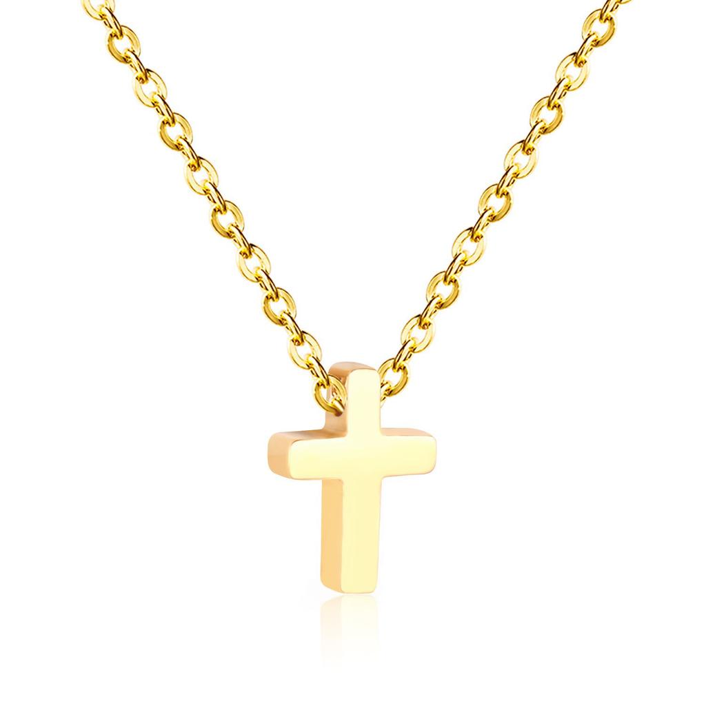 Minimalist Cold Tone Metal Cross Pendant Necklace Small Batch Design Personalized Jewelry Long Lasting