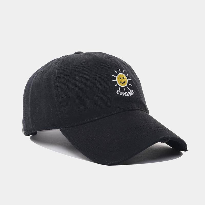 Nouvelle casquette de baseball lavée de haute qualité, petite broderie soleil, pour hommes et femmes, célébrité Internet, mode décontractée polyvalente