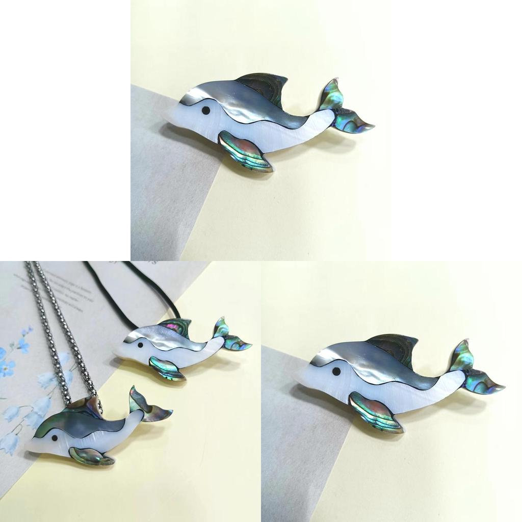 Handcrafted Shell Dolphin Brooch Pin With Embedding Technique For Animal Jewelry Enthusiasts