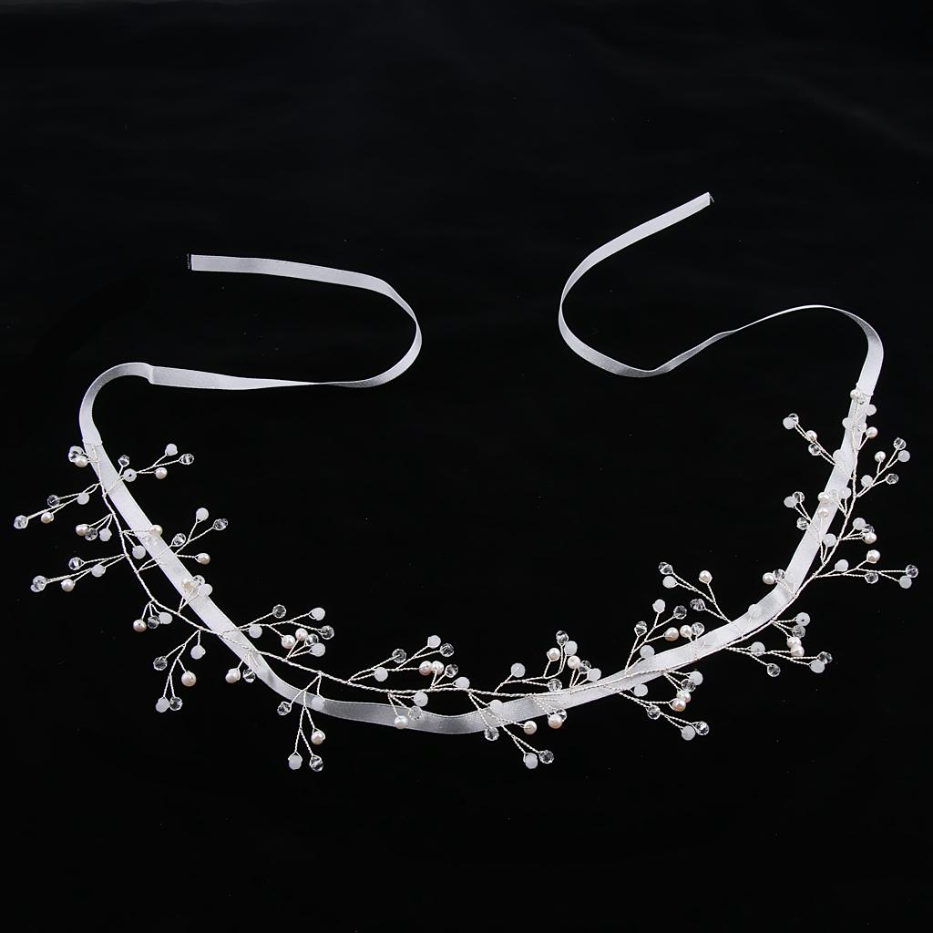 Graceful Bridal Leaves Flowers Rhinestone Headband Prom Accessories - As Described,