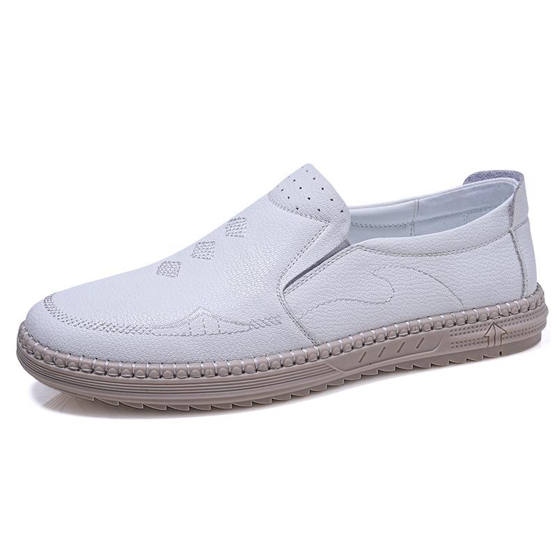

Doudou shoes men s soft-soled little white shoes one pedal casual leather shoes men s commuting lazy dad shoes breathable loafers men s shoes 38