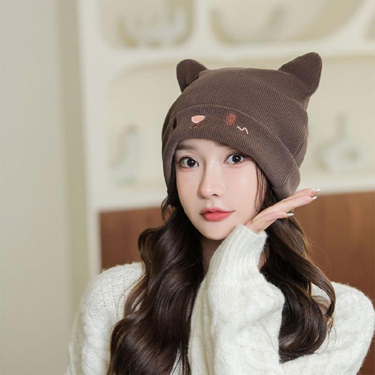 Cute Cat Ears Cute Hats for Womens Knitted Warm Lovely Beanies Cap Birthday Gift