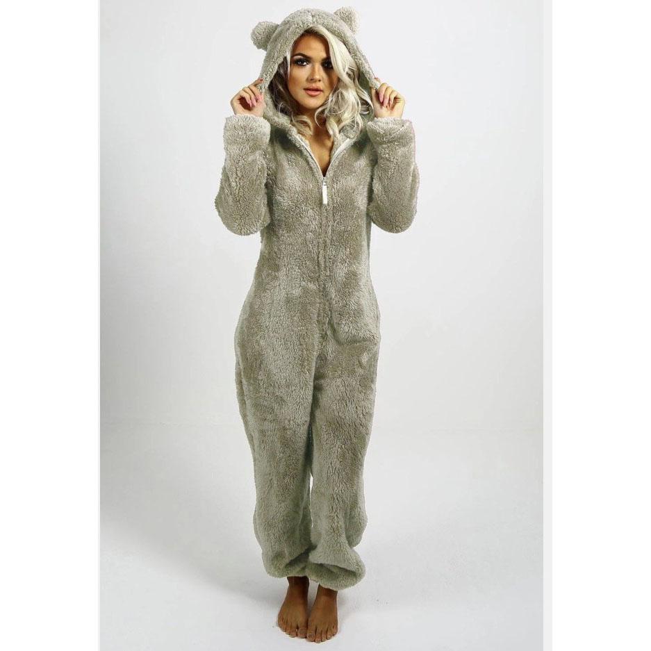 Onesies la modă Lenjerie de dormit din lână Seturi de glugă de mărime mare Pijamale pentru femei Adulti pentru iarnă Pijamale calde femei