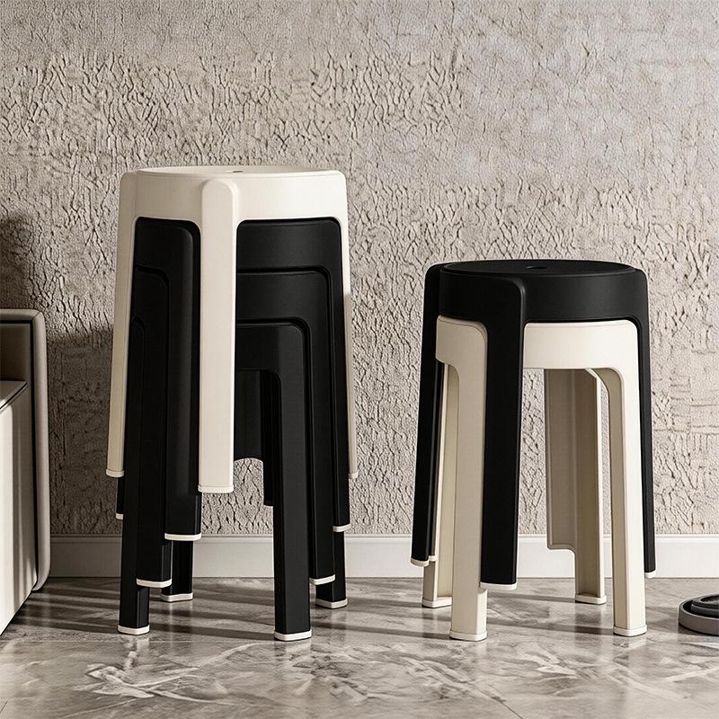 Durable Stackable Round Stool for Plus-size Individuals - Ideal for Living Room, Dining Table, or Guest Seating