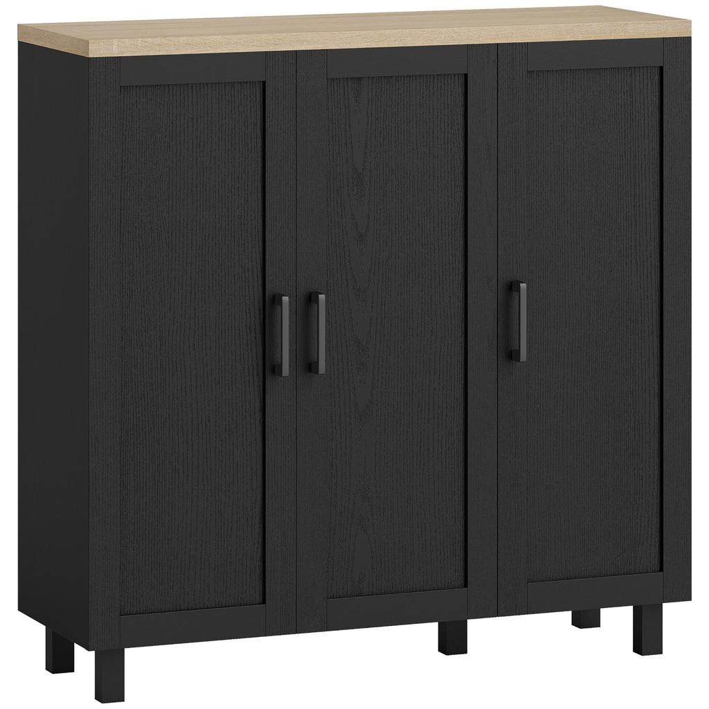 Sideboard Buffet Cabinet, Kitchen Storage Cabinet with 3 Doors and Adjustable Shelves for Living Room, Kitchen, Black