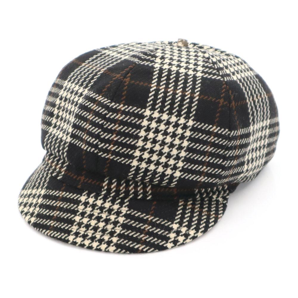 Borsalino Made In Italy Wool Houndstooth Casquette Black Series Women Used