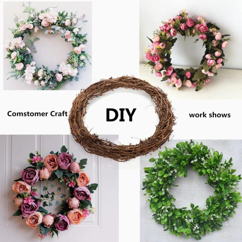 DIY Floral Wreath Round Natural Rattan Ring Christmas Garland Hanging Ornament Wedding Decoration Home Decor