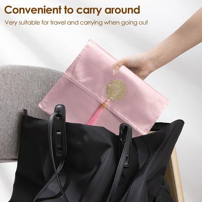 Weiche Gebetsmatte im Taschenformat mit Perlen und Tasche, faltbar, mit Quasten, tragbarer Gebetsteppich für unterwegs und auf Reisen