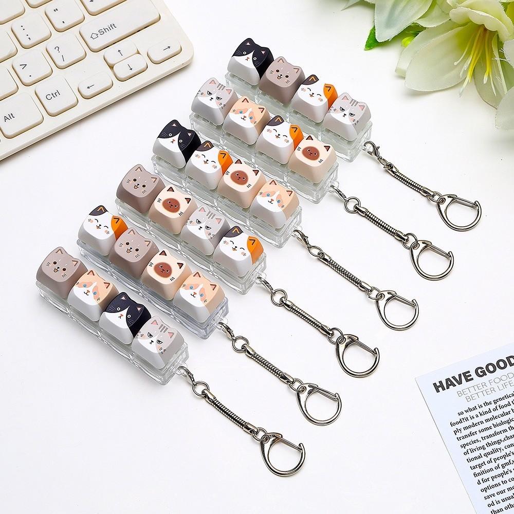 Finger Button Keyboard Fidget Toy 4 Keys Mechanical Keyboard Keychain Backpack Pendant
