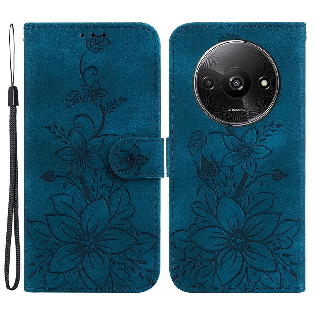 For Xiaomi Redmi A3/Poco C61 4G Cell Phone Case Flower Imprint Leather Phone Shell