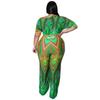 MY928 Plus Size Womens Off-Shoulder Ethnic Print Jumpsuit 2025 Lightweight Knit Romper With Moderate Stretch Straight Leg Pant