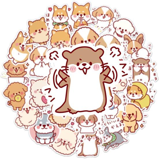 50Pcs DIY Sticker Self-Adhesive Waterproof Clear Printing PVC Cartoon Doggy Pattern Scrapbook Notepad Graffiti Sticker Kids Gift