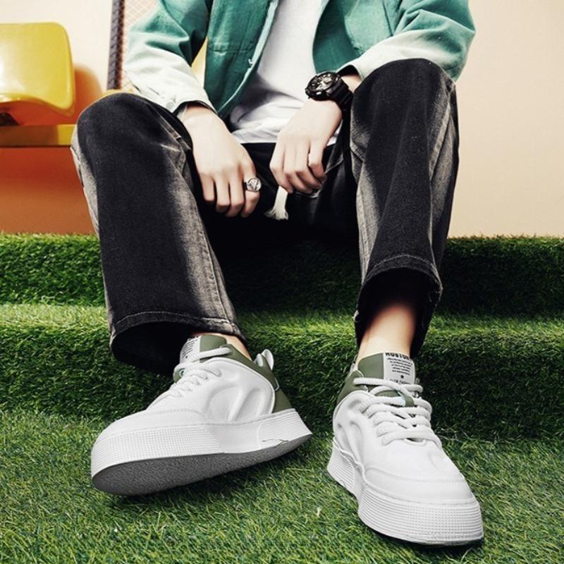 Men's Sport Shoes White Leather Sneakers Men Summer Casual Vulcanized Shoes Male Sneakers Black Skateboard Shoes Flat Sole
