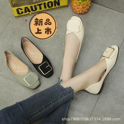 Single Shoes Female 2024 New Spring Fairy Style French Soft-soled Flat-soled Autumn Shoes Shallow Soft Leather Beanie Shoes