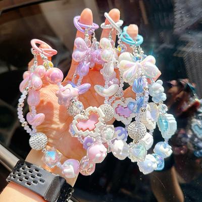 Loss Mobile Phone Strap Wrist Chain Building Blocks Love Bow Beaded Pendant Bag Hangings Decoration