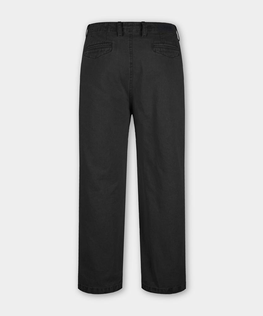 BIRBANTE Garment-Washed Dart Twill Chino Pants - Black