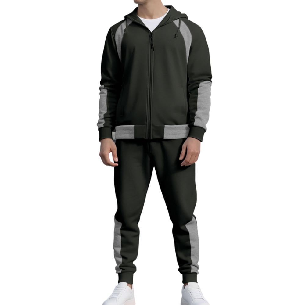 

Мужской спортивный костюм с капюшоном на осень-зиму 2025 года, комплект из 2 предметов: куртка на молнии и брюки, повседневная спортивная одежда, мужские комплекты XXXL темно серый