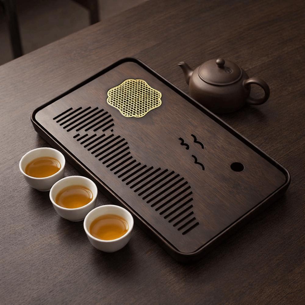 Rectangular Tea Serving Plate Japanese Style Water Storage Tea Tray Bamboo Drain Tea Tray  Office