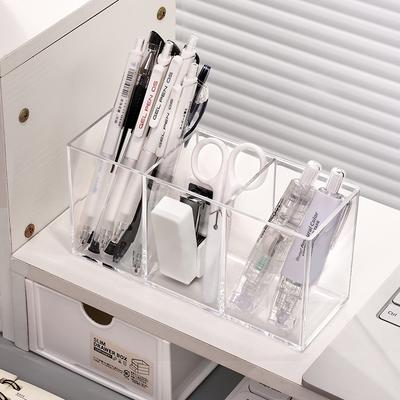Multifunktionale Schreibtisch-Aufbewahrungsbox, Aufbewahrungsröhrchen für Make-up-Pinsel, Transparente Sortierbox mit Gittern, Lippenstift-Aufbewahrungsbox