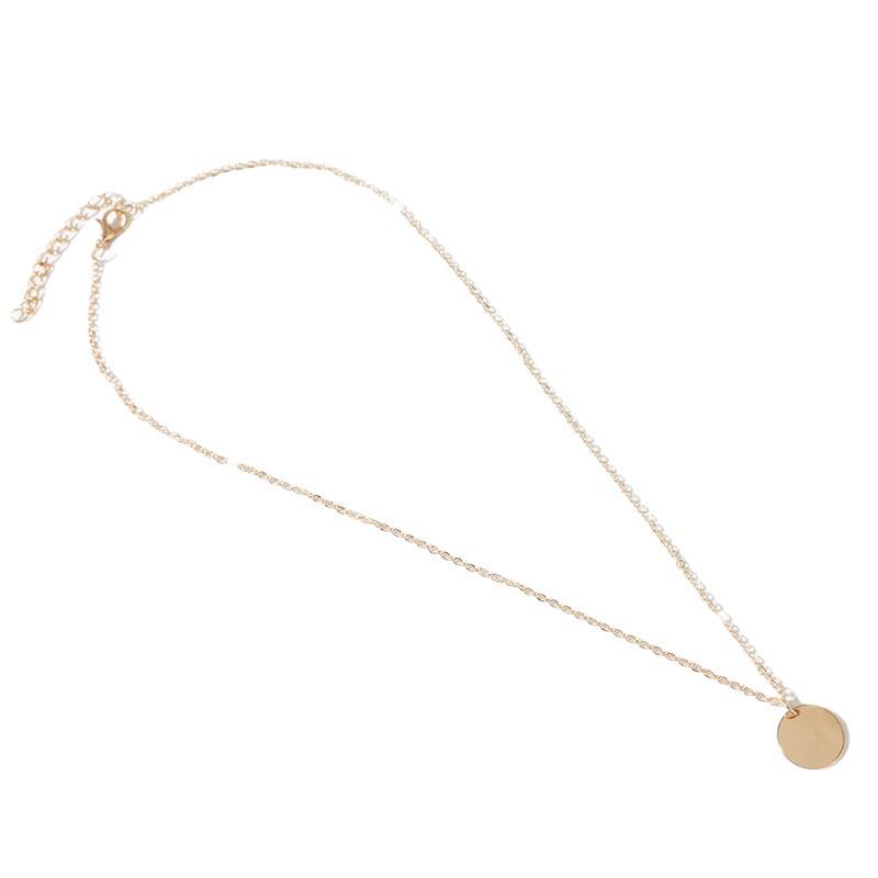 European & American Simple Round Pendant Chain Necklace – Elegant & Versatile Accessory