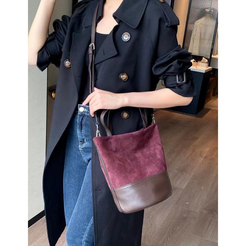 

Сумка-ведро из матовой коровьей кожи, женская сумка через плечо из натуральной кожи красный