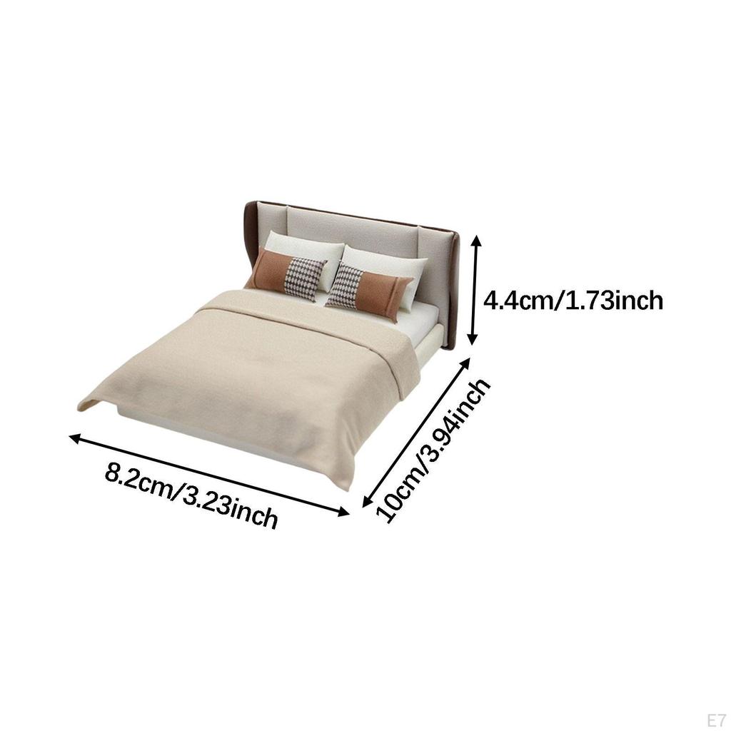 1:20 Dollhouse Bed Scene Decoration, Realistic Miniature Furniture for Chinese Role Play, Bedroom