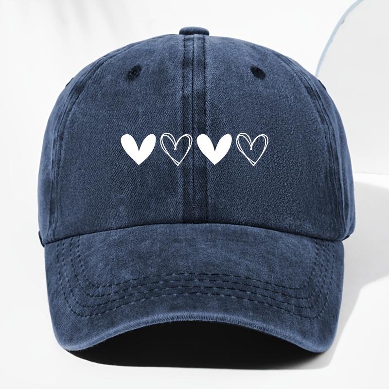 Unisex retro baseball cap with heart-shaped pattern for outdoor sun protection, suitable for truck drivers all year round.