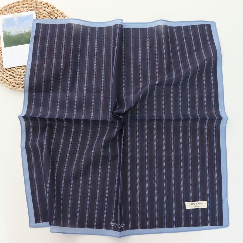100% Cotton Striped Fresh All-Match Small Square Towel  New Fashion Closed Toe Scarf for Square Scarf Women Headband