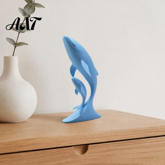 Unique Whale Statue for Shelf 3D Printed Ornaments, Mother And Child Figurines, Art Nursery Decor Modern Minimalist Double Sculpture Home Office
